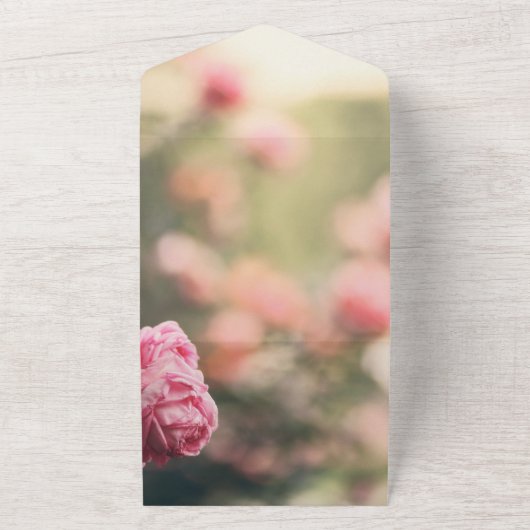 Elegant chic roze roze roze roodbloesem all in one uitnodiging (Buitenkant)