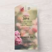 Elegant chic roze roze roze roodbloesem all in one uitnodiging (Binnen)