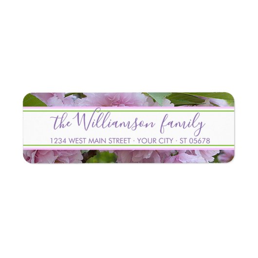 Elegant Chic roze Spring Cherry Blossom Tree Foto Etiket (Voorkant)