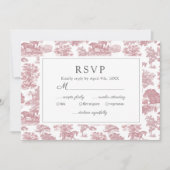 Elegant  Chic Roze Toile Horse RSVP Save The Date (Voorkant)