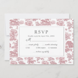 Elegant  Chic Roze Toile Horse RSVP Save The Date
