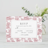 Elegant  Chic Roze Toile Horse RSVP Save The Date (Staand voorkant)