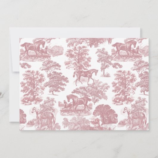 Elegant  Chic Roze Toile Horse RSVP Save The Date (Achterkant)