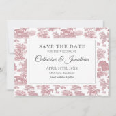 Elegant  Chic Roze Toile Horse Save The Date (Voorkant)
