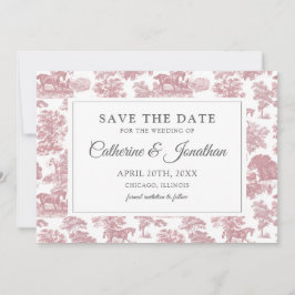 Elegant  Chic Roze Toile Horse Save The Date