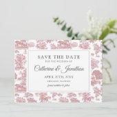 Elegant  Chic Roze Toile Horse Save The Date (Staand voorkant)