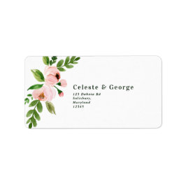 Elegant chic roze waterverf floral bruiloft etiket