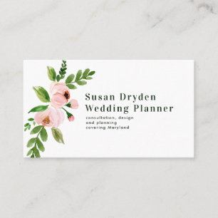 Elegant chic roze waterverf florale visitekaartje