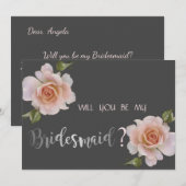 Elegant Chic-Rozen, Floral Bridesmaid-Kaart Kaart (Voorkant / Achterkant)