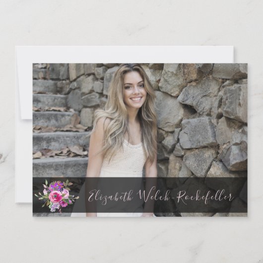 Elegant Chic Rozen Floral Foto Retirement Party Kaart (Achterkant)