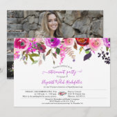 Elegant Chic Rozen Floral Foto Retirement Party Kaart (Voorkant / Achterkant)