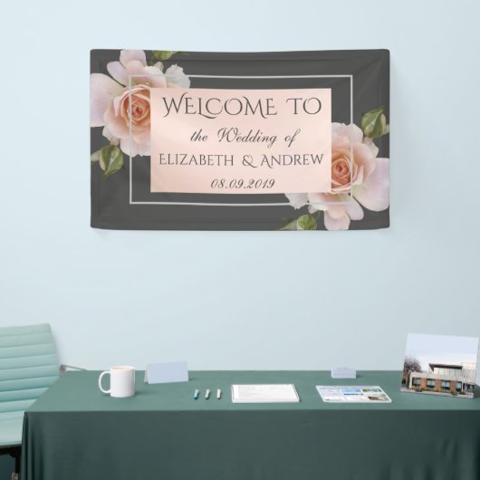 Elegant Chic Rozen , Floral Wedding Banner (Beurs)