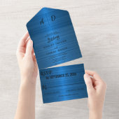Elegant chic rustic blue All in One Wedding Invite Uitnodiging (Afscheurbaar)
