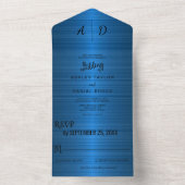 Elegant chic rustic blue All in One Wedding Invite Uitnodiging (Binnen)