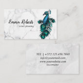 Elegant Chic  Rustic Blue Indian Peacock Visitekaartje (Voorkant / Achterkant)