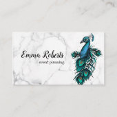 Elegant Chic  Rustic Blue Indian Peacock Visitekaartje (Voorkant)