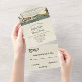 Elegant Chic Rustic Classy Formal Wedding All In One Uitnodiging (Afscheurbaar)