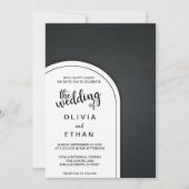 Elegant chic rustic fancy Black Wedding Invitation Kaart (Voorkant)