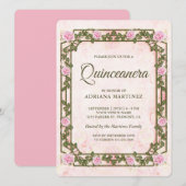 Elegant Chic Rustic Roses Quinceanera Kaart (Voorkant / Achterkant)
