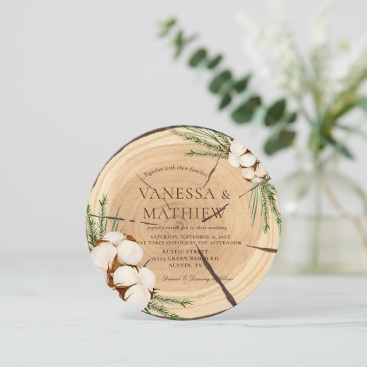 Elegant & Chic Rustiek Huwelijk Houten Cut Uniek Kaart (Staand voorkant)