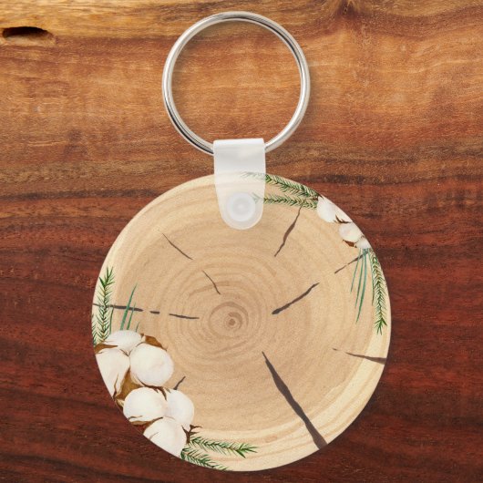 Elegant & Chic Rustiek Huwelijkshout Bewaar de dat Sleutelhanger (Achterkant)