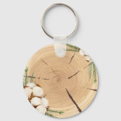 Elegant & Chic Rustiek Huwelijkshout Bewaar de dat Sleutelhanger (Achterkant)