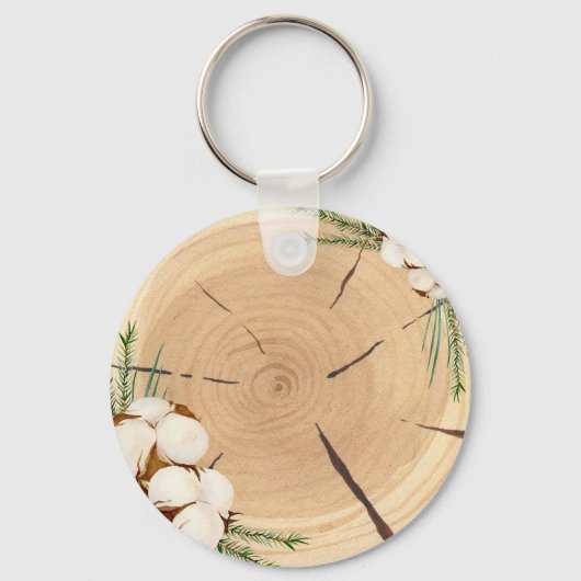 Elegant & Chic Rustiek Huwelijkshout Bewaar de dat Sleutelhanger (Achterkant)