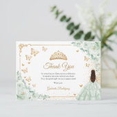 Elegant Chic Sage Green Roses Gold Quinceanera Bedankkaart (Staand voorkant)