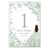 Elegant Chic Sage Green Roses Silver Quinceanera Kaart (Achterkant)