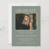 Elegant Chic Sage Green Two Photo Graduparty Kaart (Voorkant)