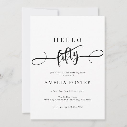 Elegant Chic Script 50ste verjaardag Kaart (Voorkant)