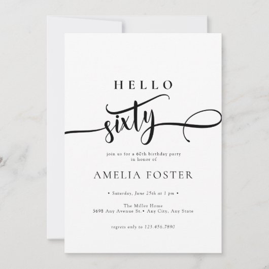 Elegant Chic Script 60e verjaardag Kaart (Voorkant)