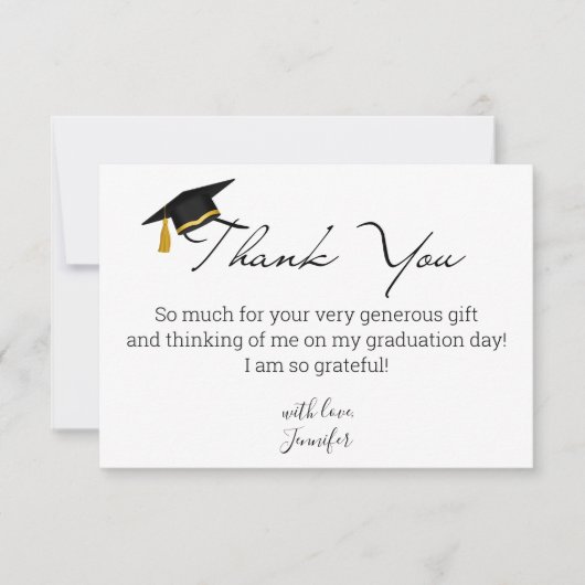 Elegant Chic Script afstuderen 2025 Foto Bedankkaart (Voorkant)