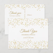 Elegant Chic Script Bedankt Goud Stof Confetti Briefkaart (Voorkant / Achterkant)