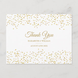 Elegant Chic Script Bedankt Goud Stof Confetti Briefkaart