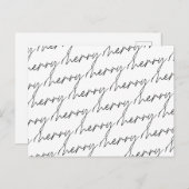 Elegant Chic Script Black White kerst Briefkaart (Voorkant / Achterkant)