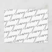 Elegant Chic Script Black White kerst Briefkaart (Voorkant)