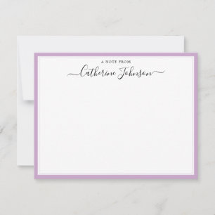 Elegant Chic Script Calligrafie A Nota van Paars Notitiekaartje