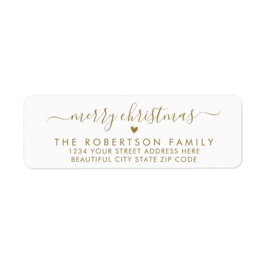 Elegant Chic Script Christmas Return Address Label (Voorkant)