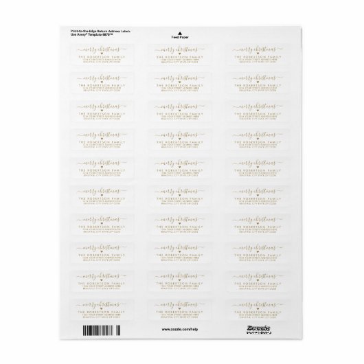 Elegant Chic Script Christmas Return Address Label (Full Sheet)