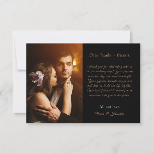 Elegant Chic Script Gold Wedding 2 Foto Bedankkaart (Achterkant)