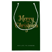 Elegant Chic Script Groen Goud Vrolijk Kerstfeest Klein Cadeauzakje (Achterkant)