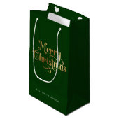 Elegant Chic Script Groen Goud Vrolijk Kerstfeest Klein Cadeauzakje (Voorkant Gekanteld)