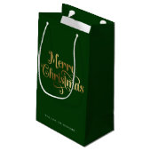 Elegant Chic Script Groen Goud Vrolijk Kerstfeest Klein Cadeauzakje (Achterkant Gekanteld)