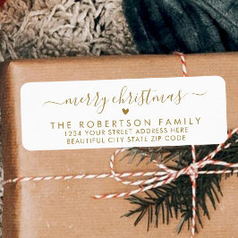 Elegant Chic Script Kerst Retouradres Label