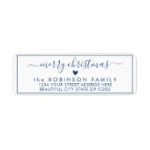 Elegant Chic Script Kerstmis-terugzendadres label (Voorkant)