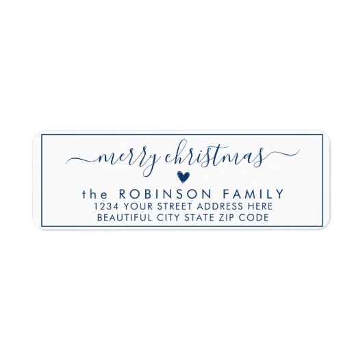 Elegant Chic Script Kerstmis-terugzendadres label (Voorkant)