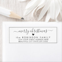 Elegant Chic Script Kerstmis-terugzendadres label