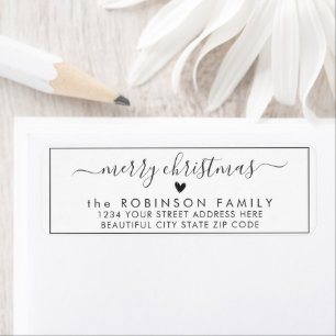 Elegant Chic Script Kerstmis-terugzendadres label