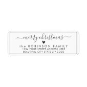 Elegant Chic Script Kerstmis-terugzendadres label (Voorkant)